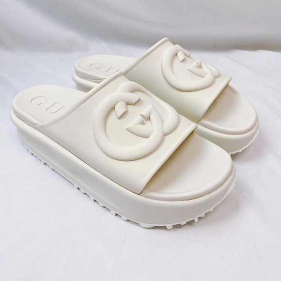 GUCCI Miami GG logo rubber platform slides sandals - Picture 6 of 9